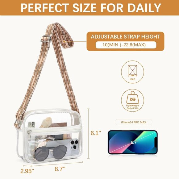 Clear Bag for Women Stadium Approved Clear Bags Small Crossbody Purse Trendy for - Picture 3 of 8